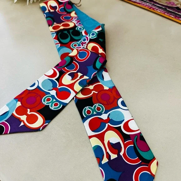 Coach Colorful Patterned Silk Scarf - Picture 4 of 6